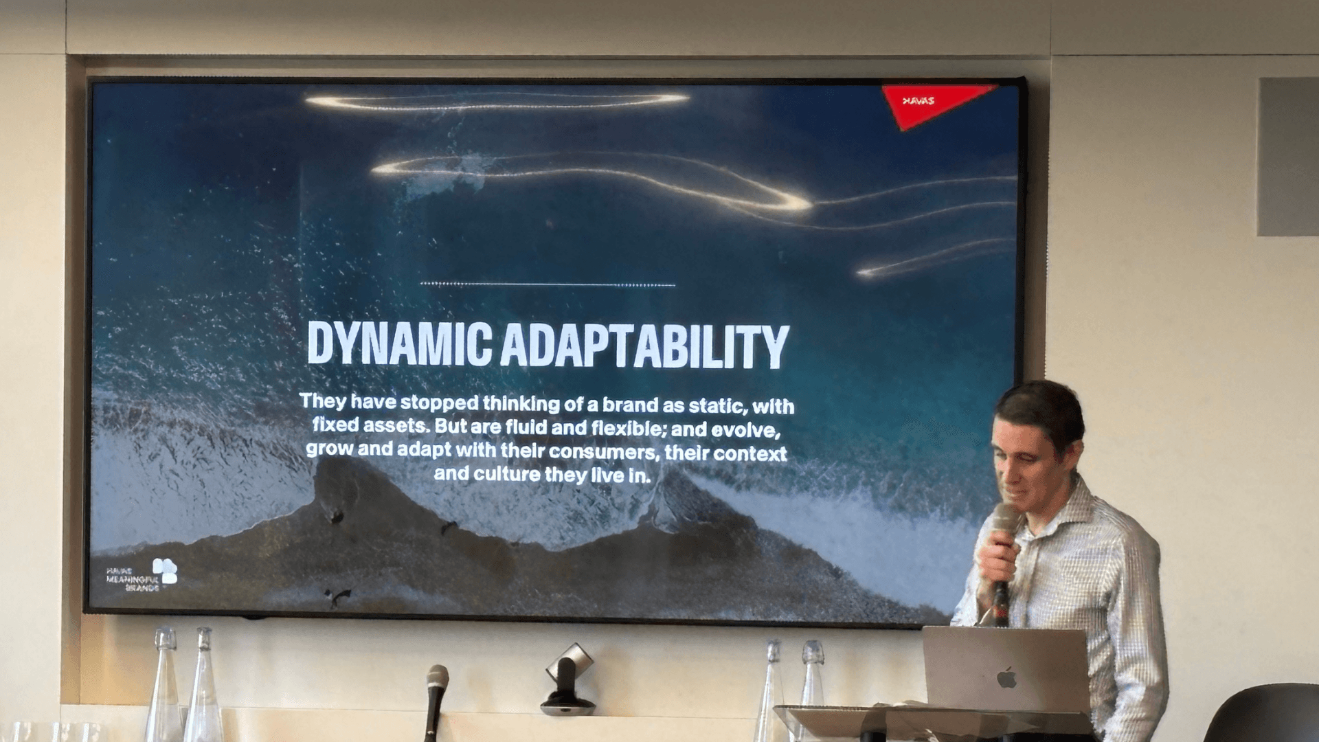 Presentation slide with text, Dynamic Adaptability: Brands are no longer static, but fluid and flexible and grow and adapt with their consumers