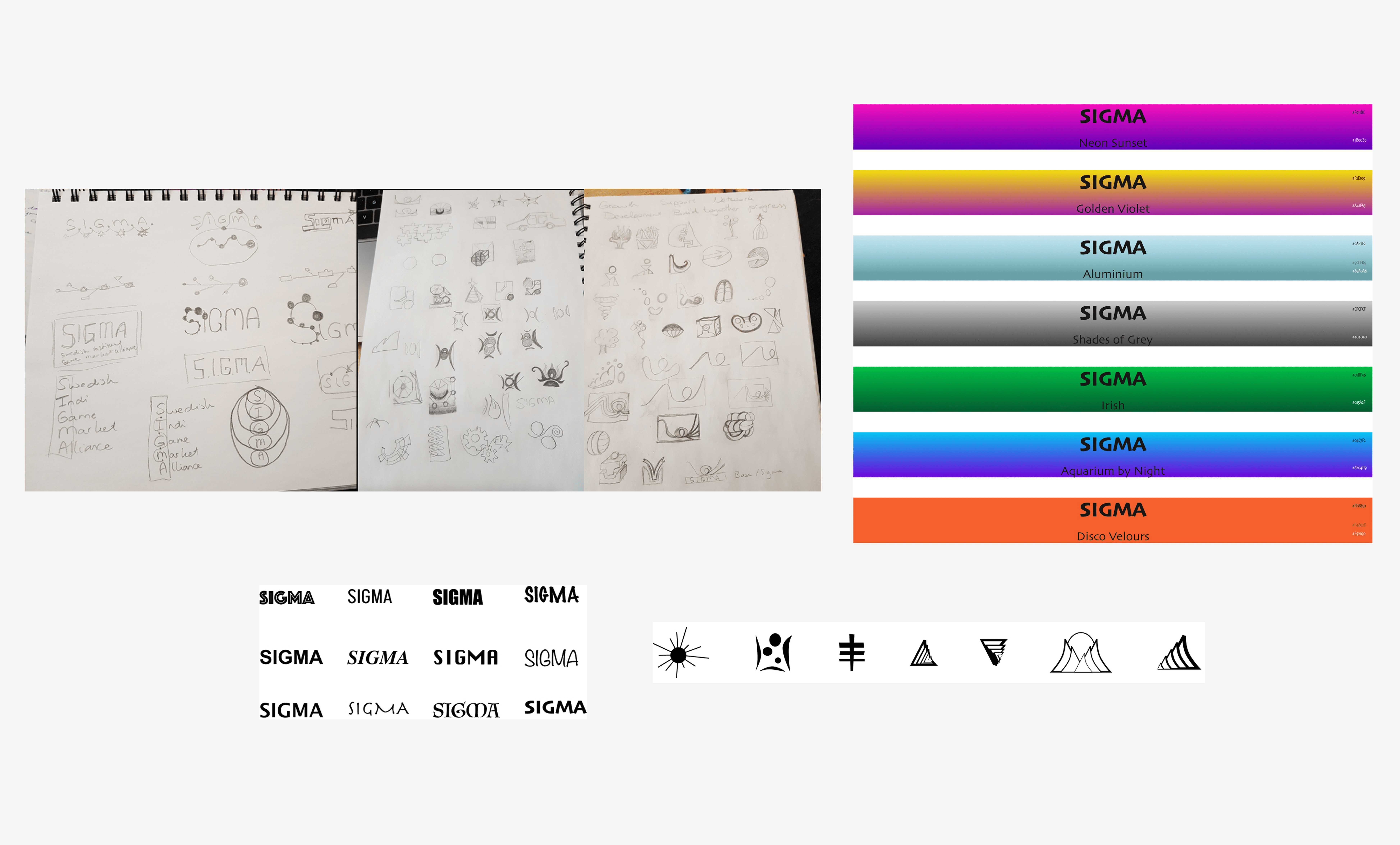 Different iterations for the logo and branding