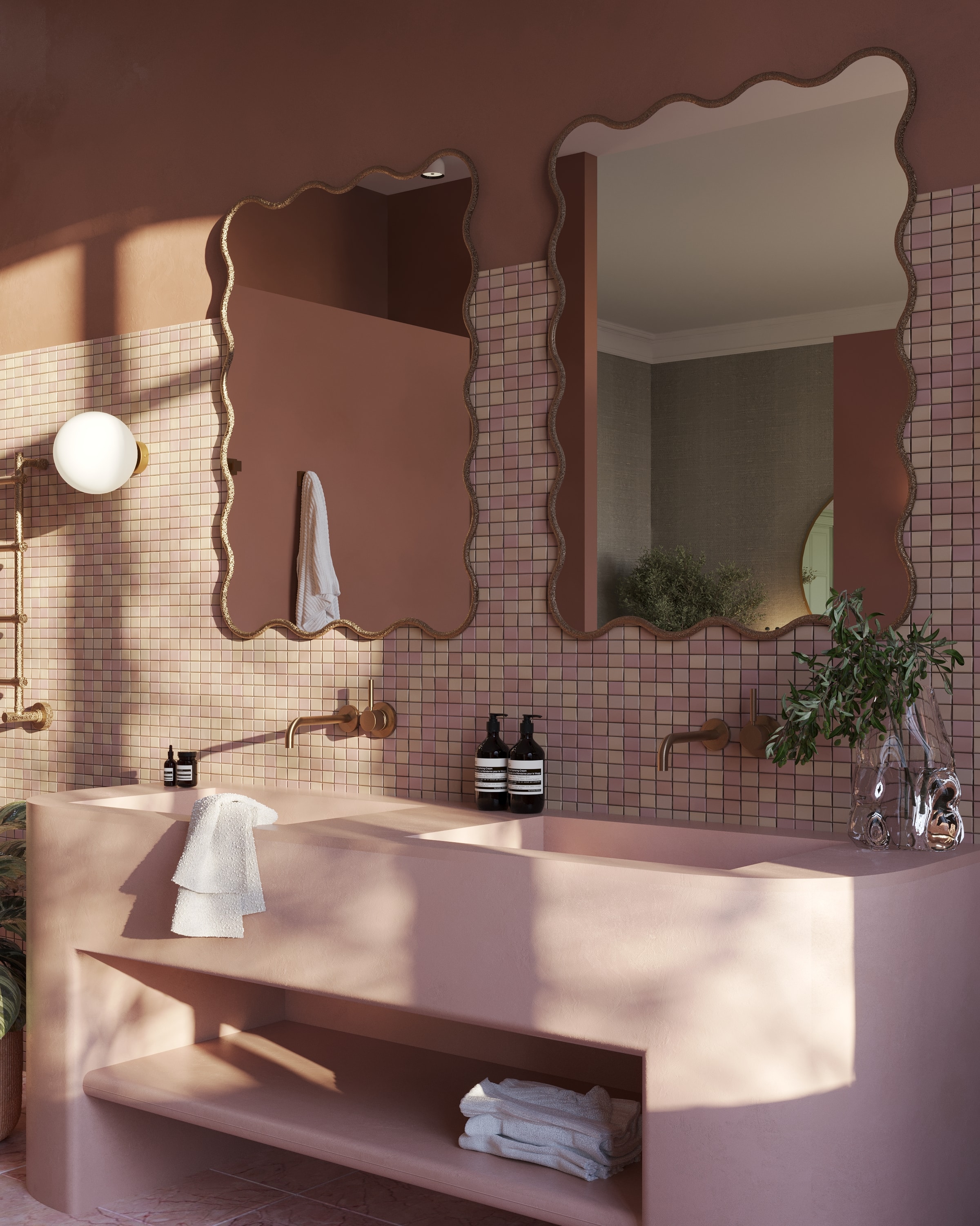 rose microcement bathroom in berlin charlottenburg