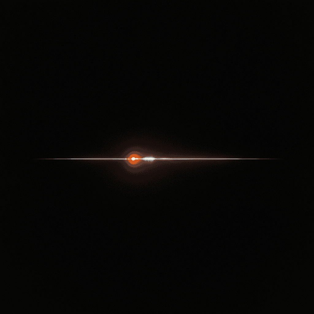 Single thin orange light line bisecting deep black void with subtle haze