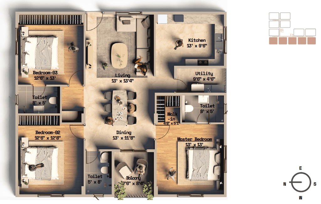 Terra Groves 3BHK Floor Plan – Unit Types A to G ranging from 1725 to 2149 sq.ft in Bolarum, Hyderabad