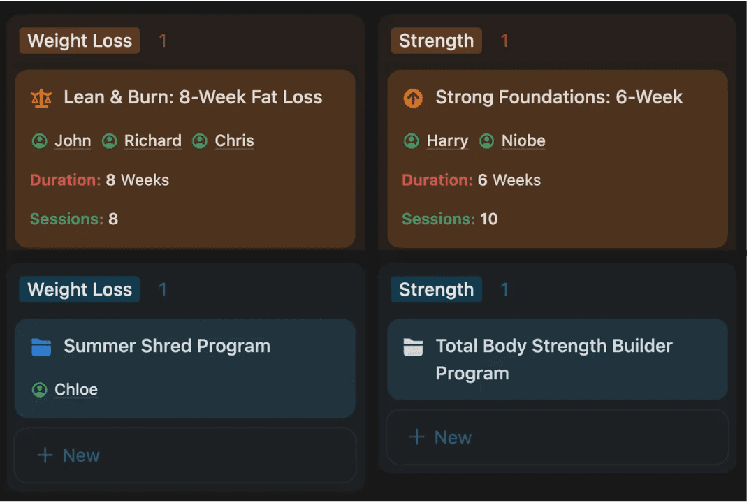 workout program builder for perosnal training clients