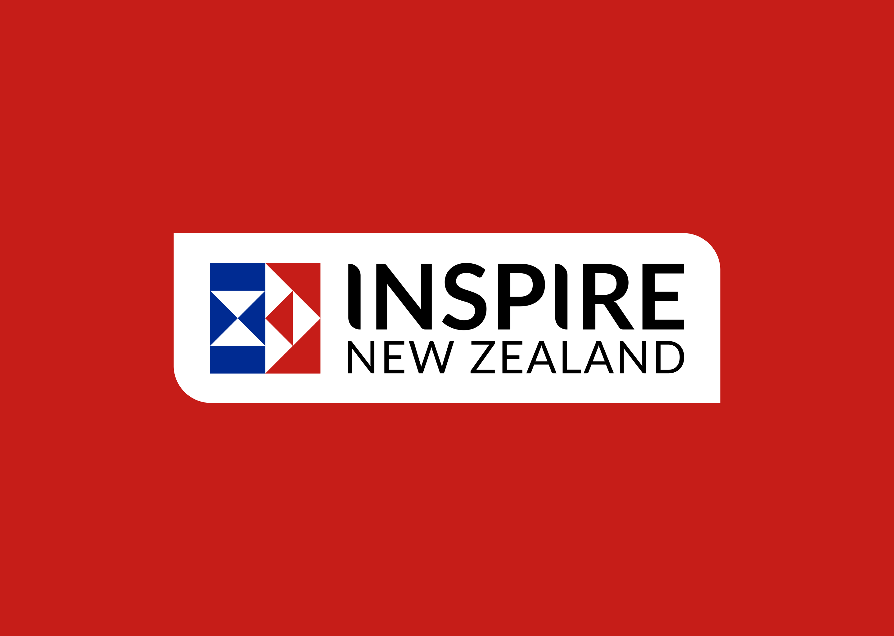 Insprire New Zealand Logo on red background.