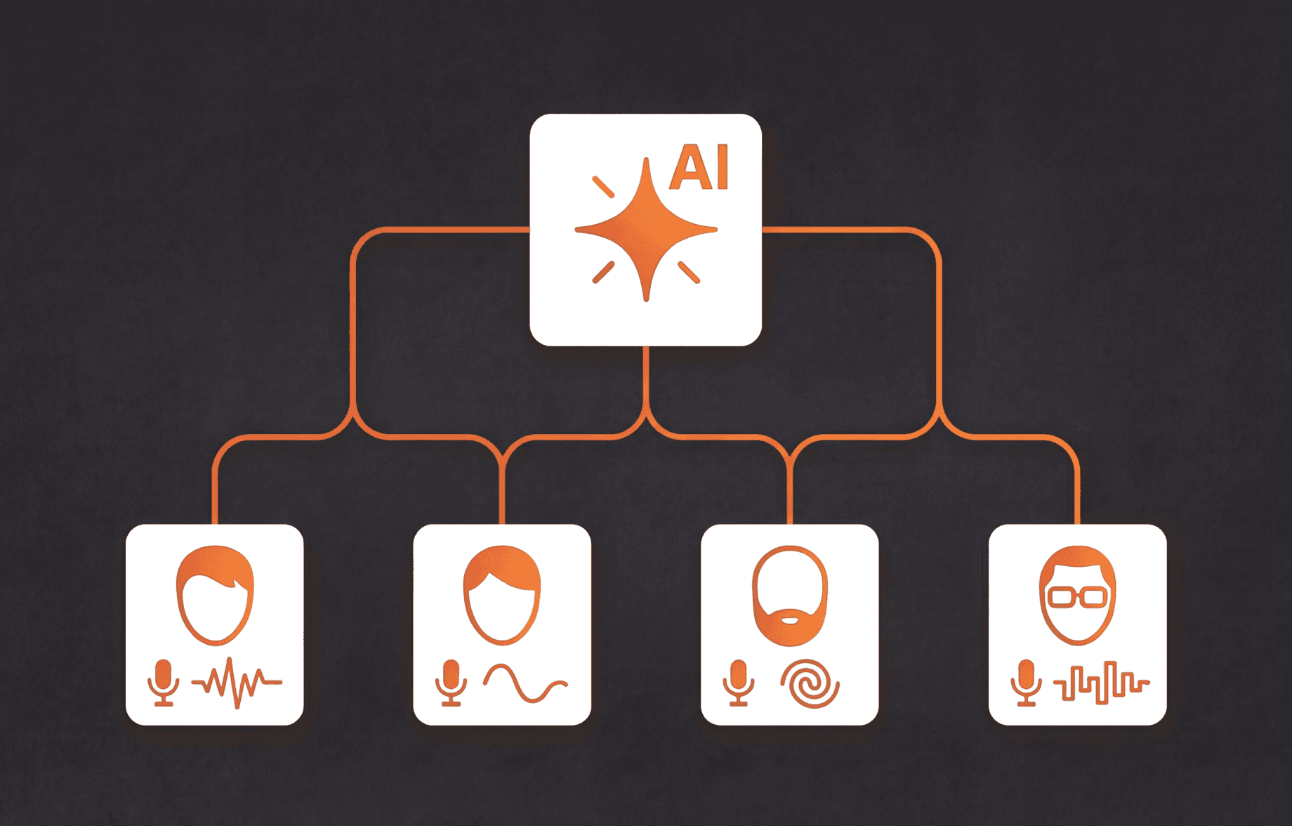 개인화된 AI 아바타와 보이스 제작을 형상화한 일러스트.