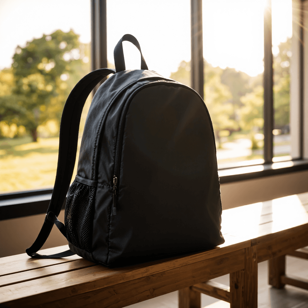 product photography of a drawstring backpack for casual use
