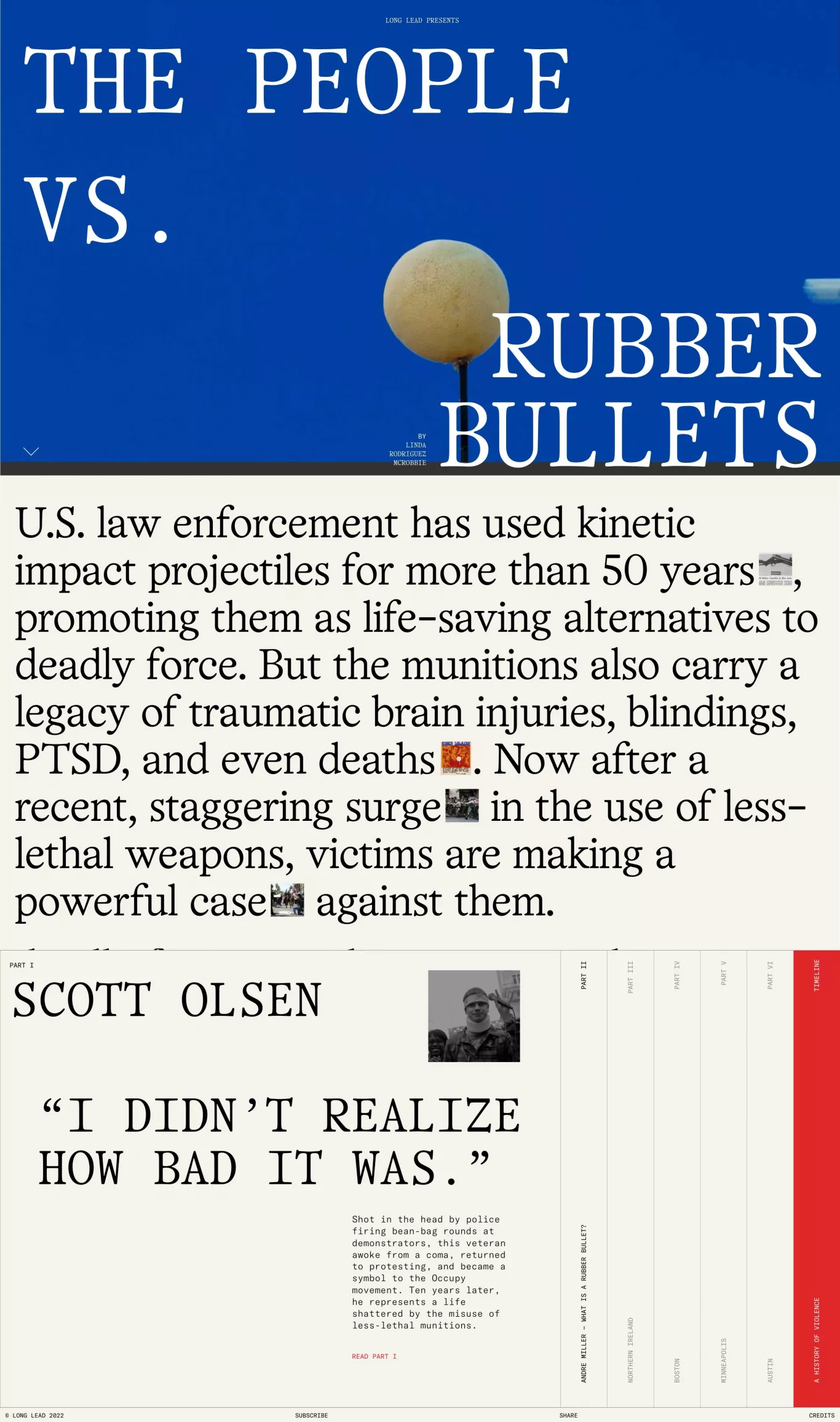 Rubber Bullets other page screenshot showcasing Education design