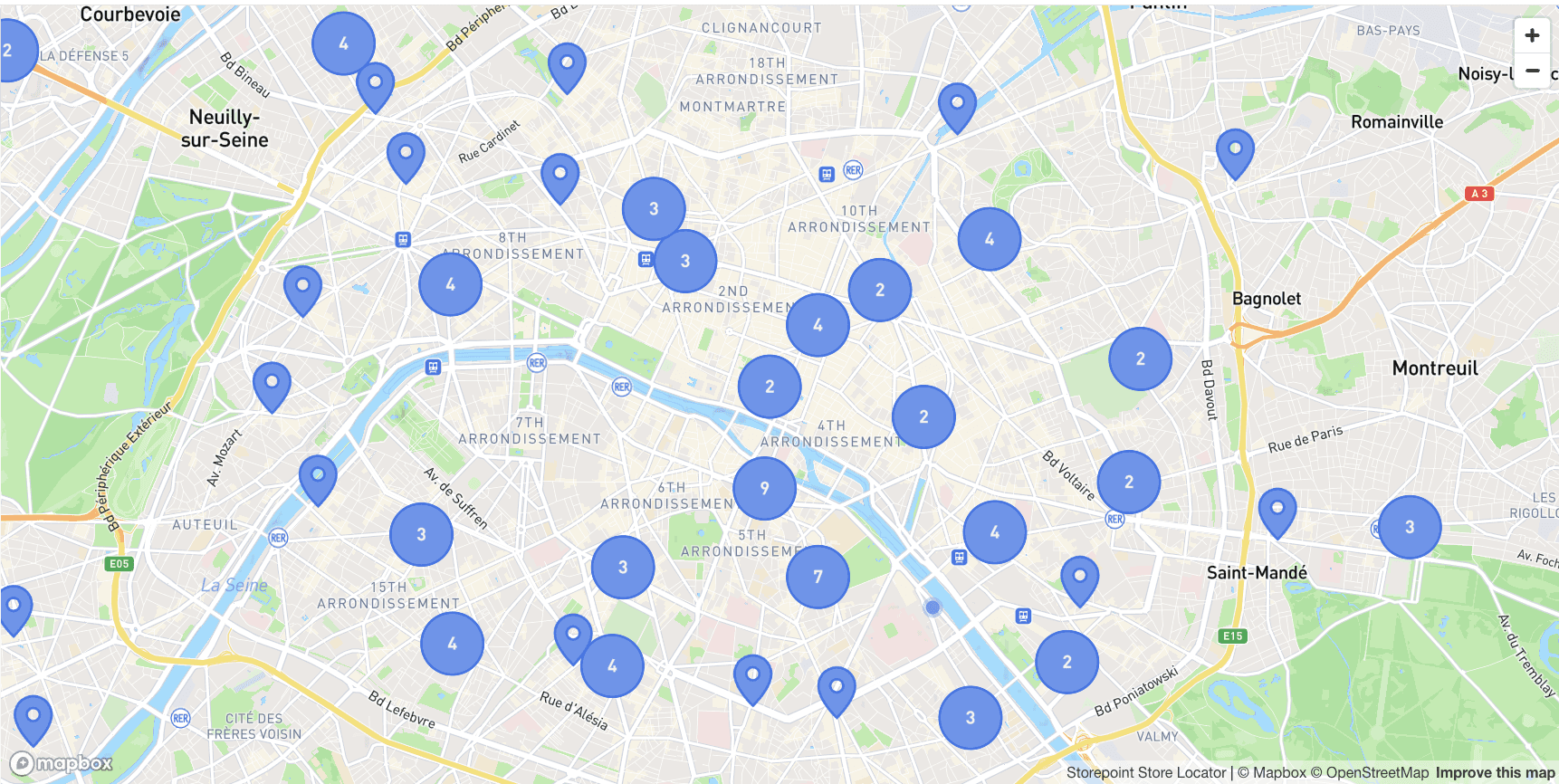 Plan des différentes boutique de jeux de société à Paris