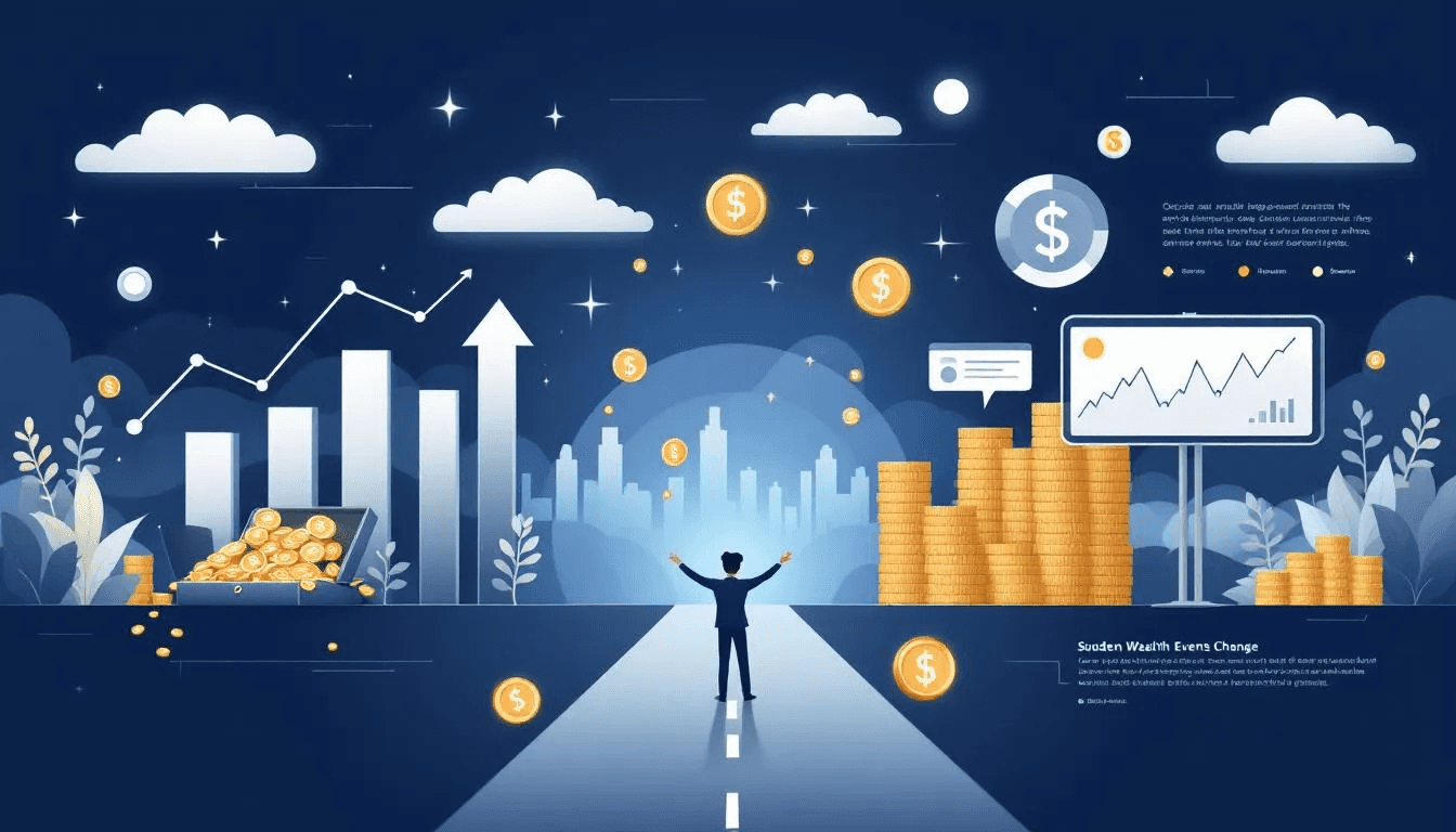 An illustration representing sudden wealth events and financial change.