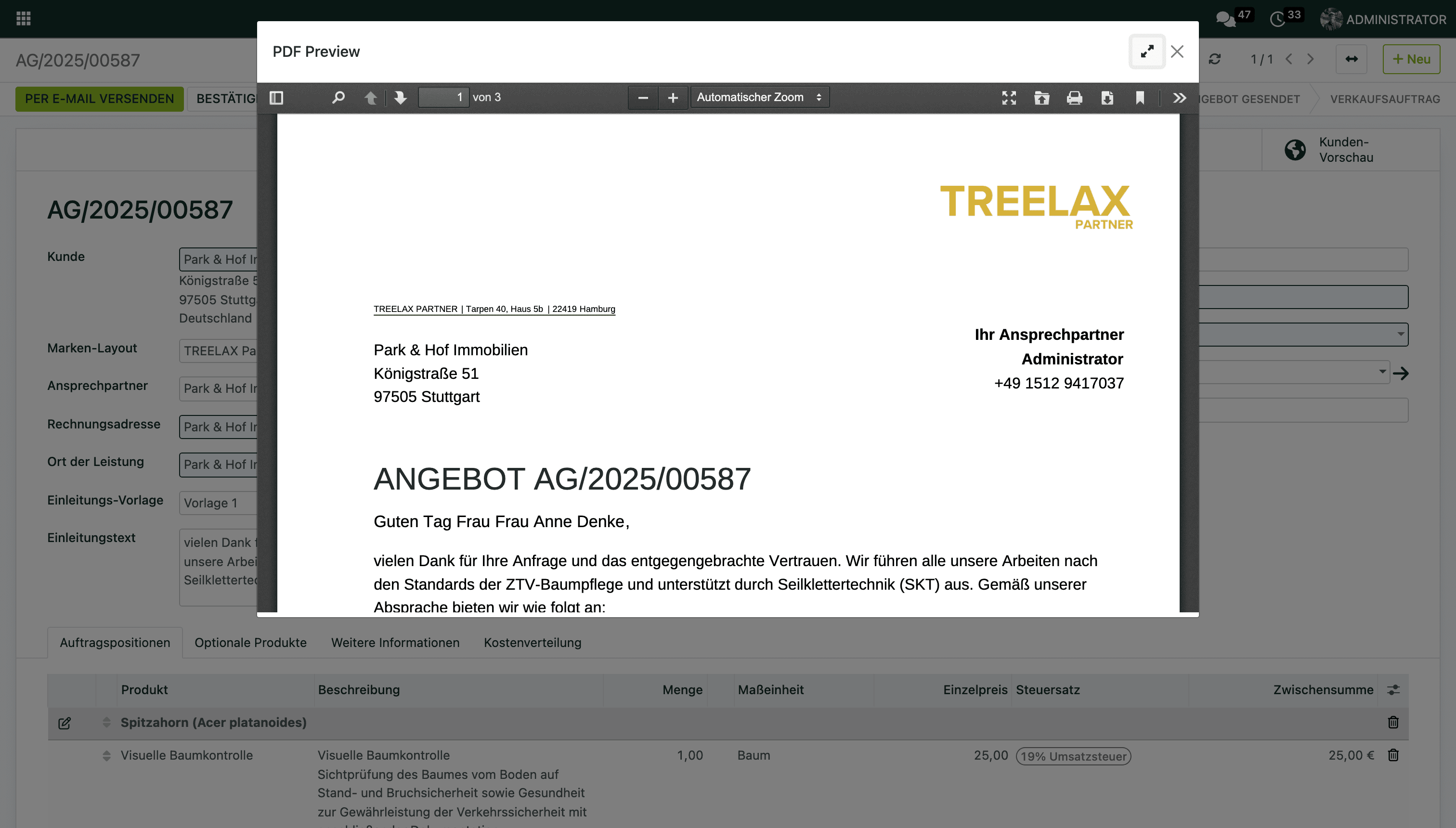 So sieht der Standard aus: Logo oben auf Seite 1, ab Seite 2 übernimmt das Wasserzeichen.
