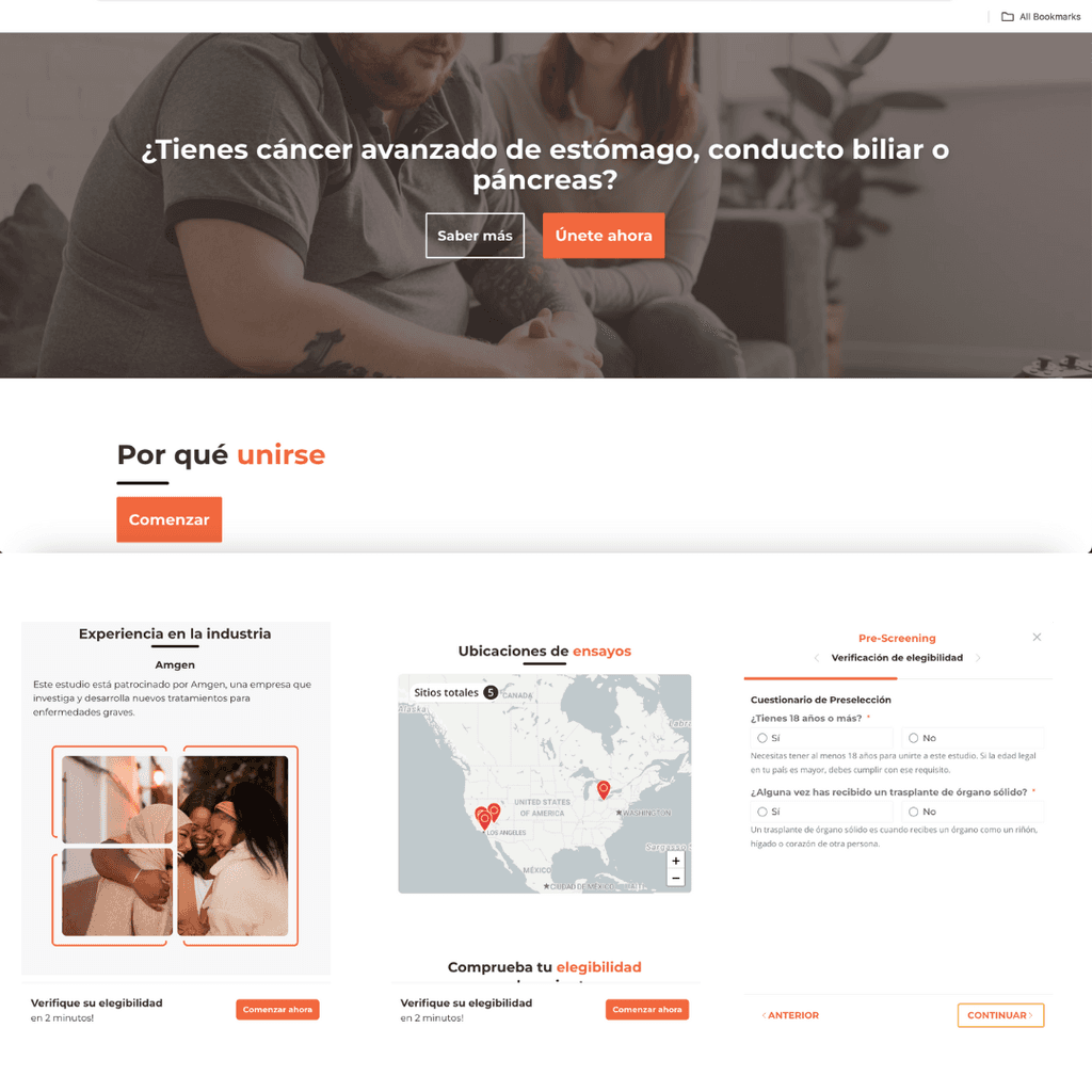 Image of landing page generated in a different language