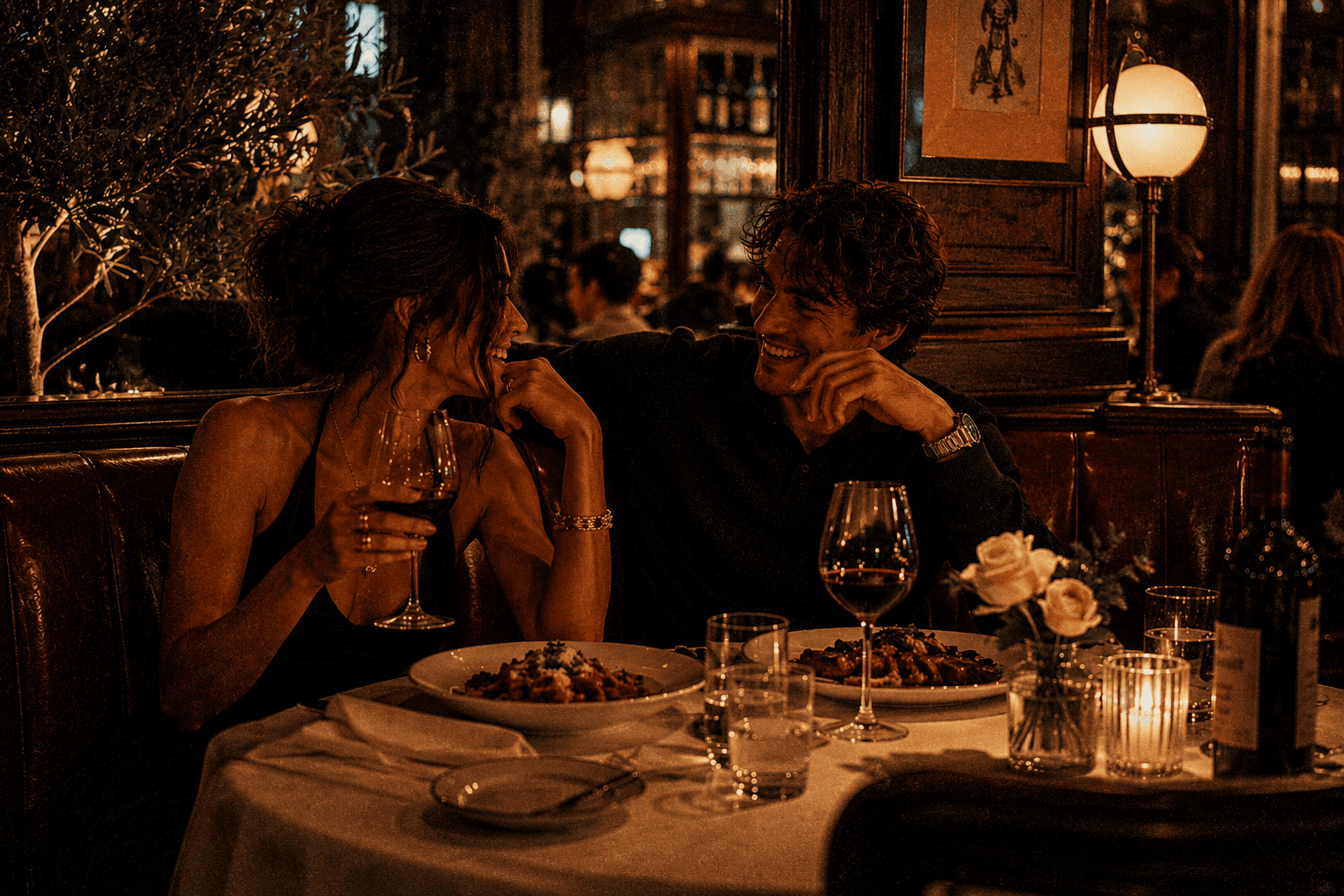 a group of people sitting at a table with drinks