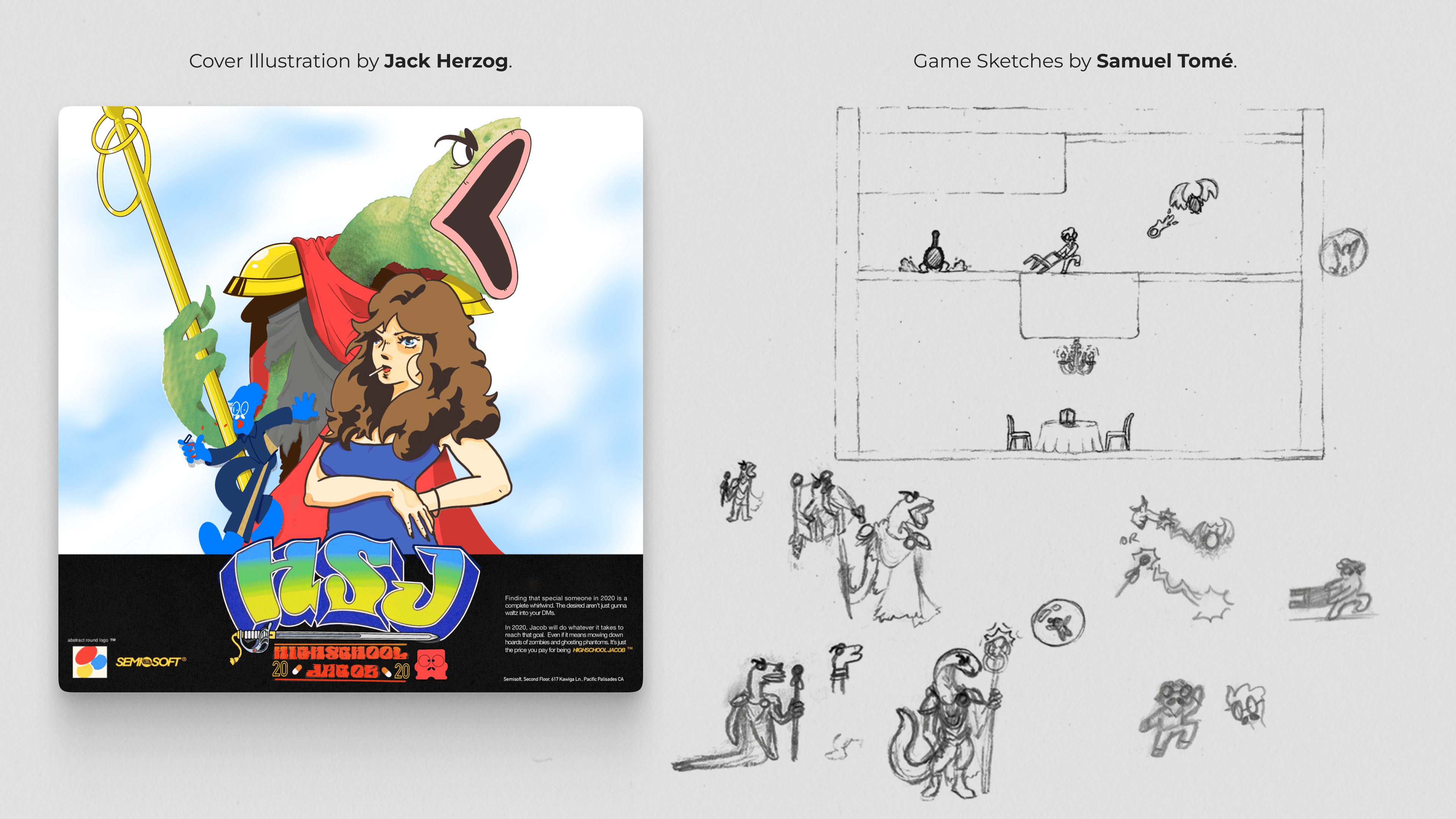 Stacey Game Cover and Sketches Concept Art - By Samuel Tomé, Designer & Game Developer