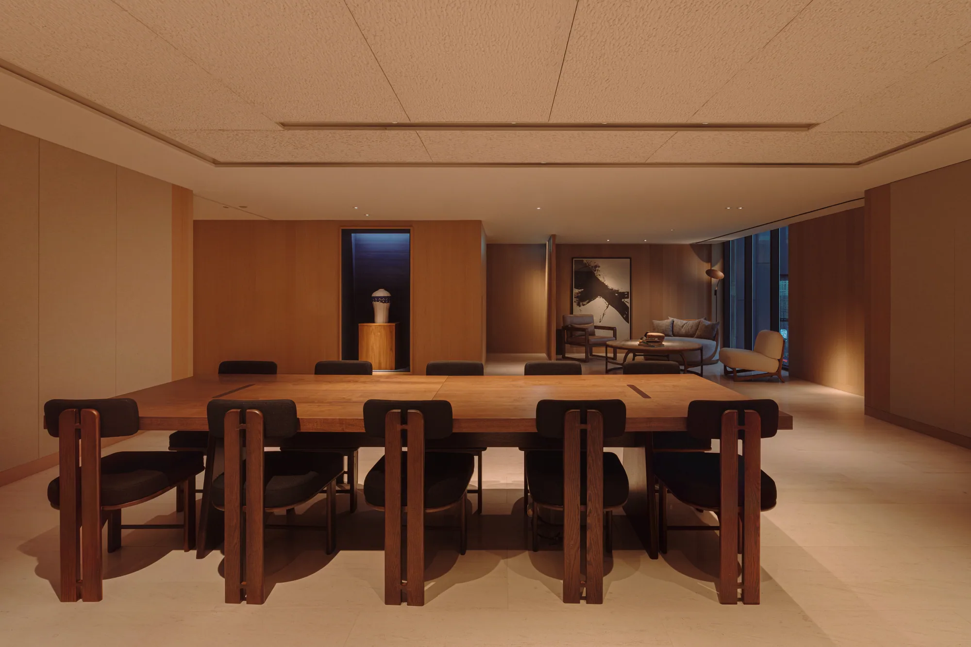 The third-floor PLAYA meeting space, with a long timber table and chairs