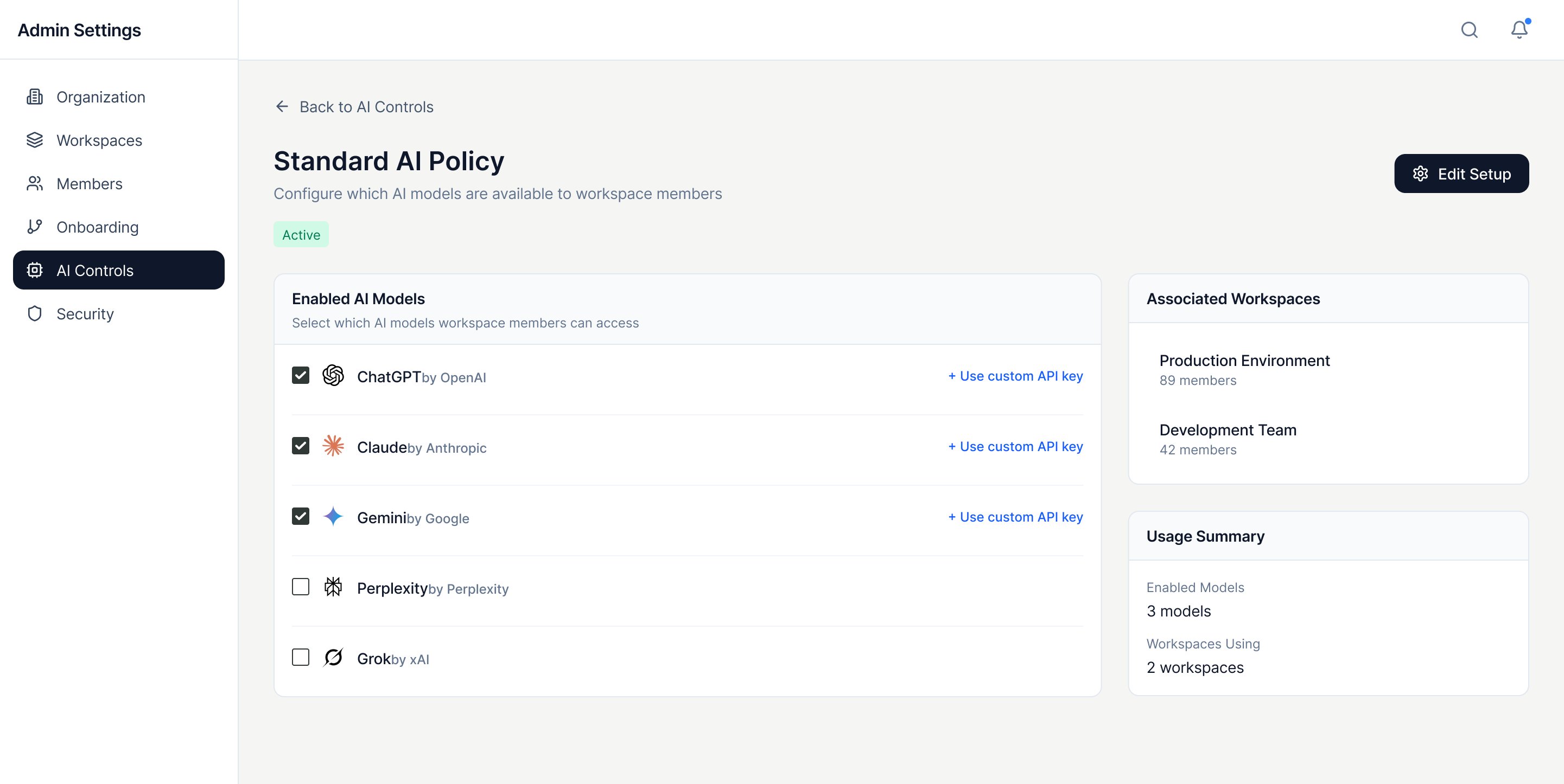 Floutwork's Admin AI Controls lets IT teams configure exactly which AI models are available across workspaces