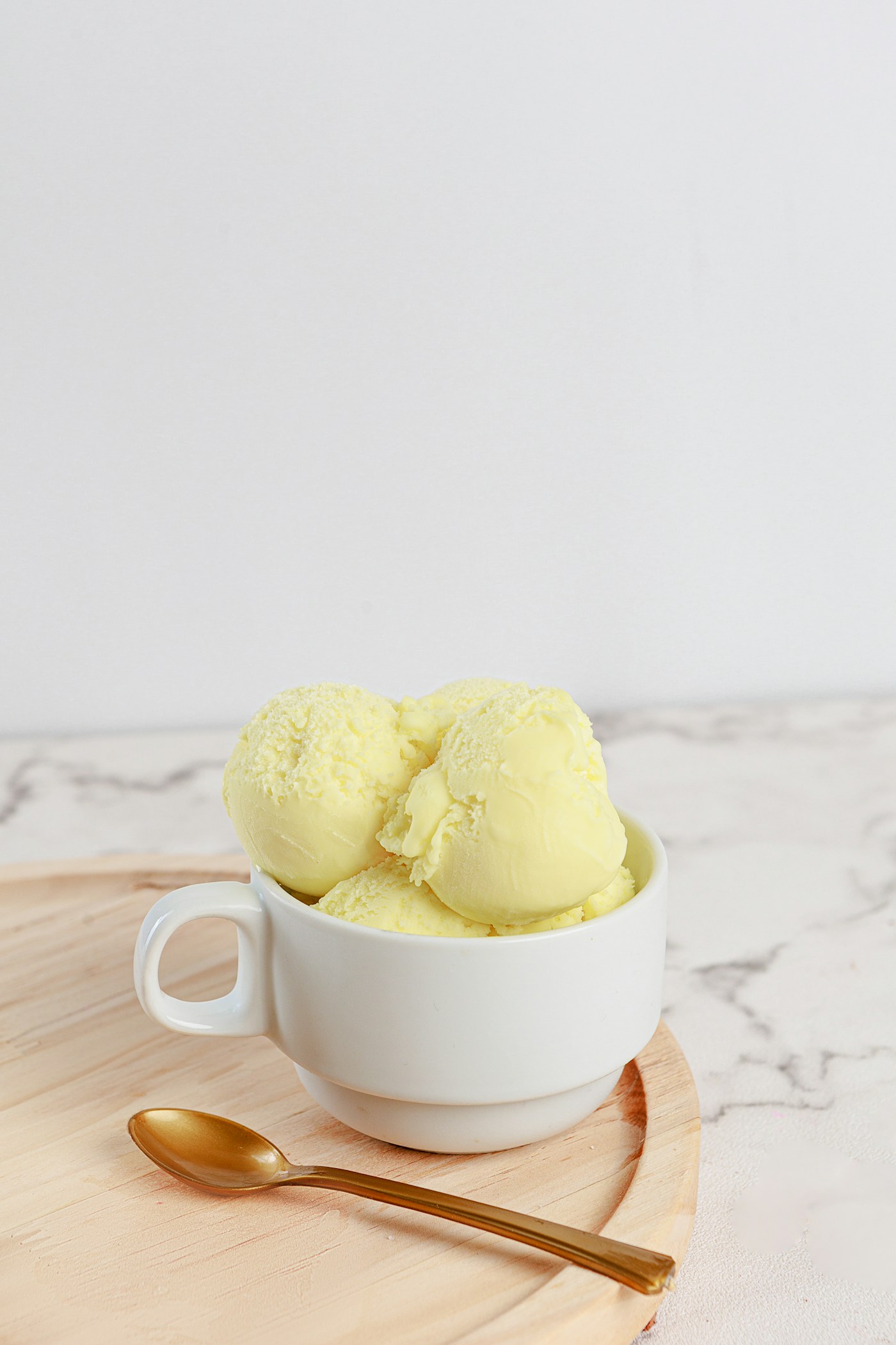 Colourful gelato scoops in a cabinet