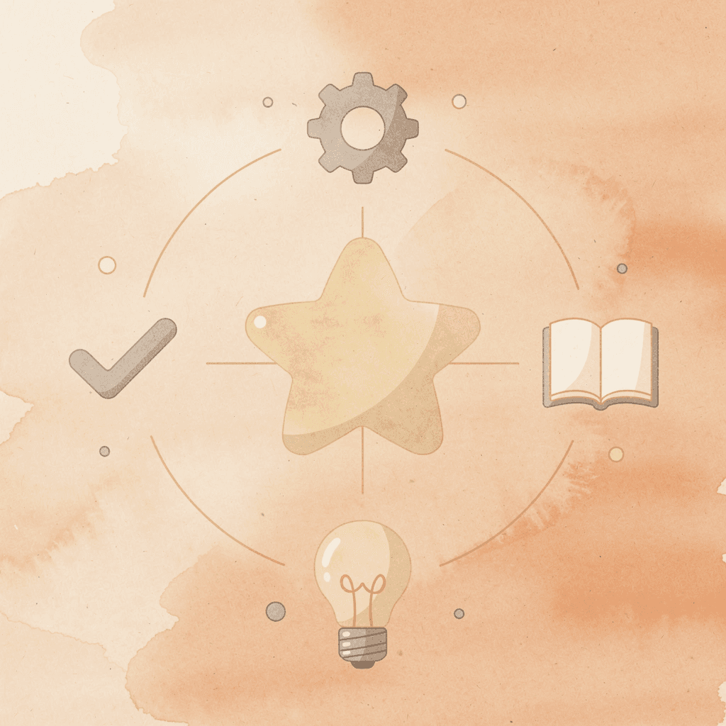 Central magnifying glass icon surrounded by research and buying touchpoint icons