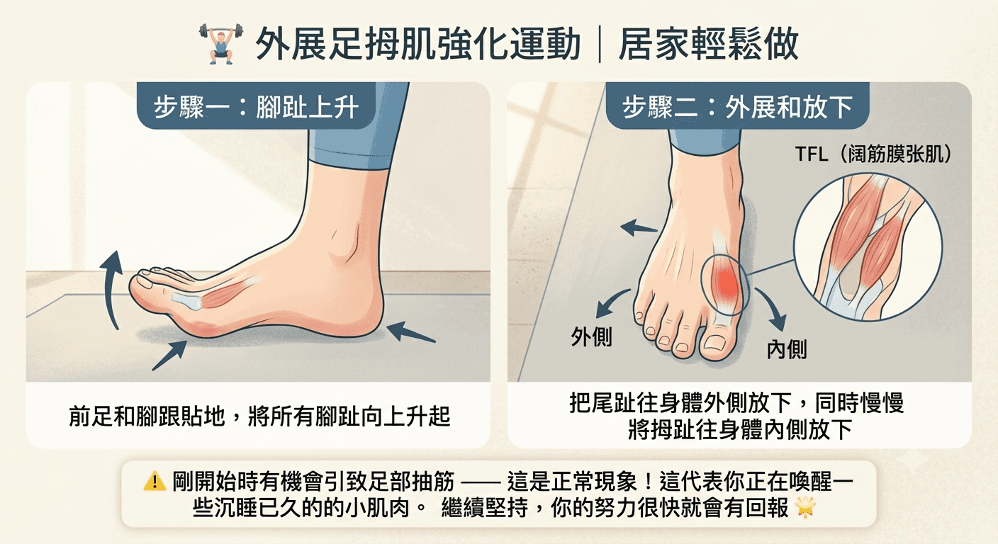 雙腳拇趾外翻（Hallux Valgus / Bunion）症狀特寫：大拇指基部的第一蹠趾關節明顯向外突出且伴隨皮膚紅腫，顯示典型足部骨骼變形特徵