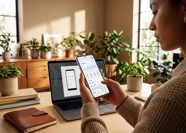 Designer reviewing e-commerce platform layout