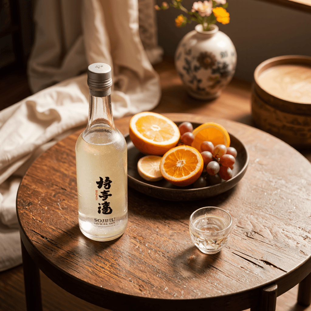product photography of a gift set of soju