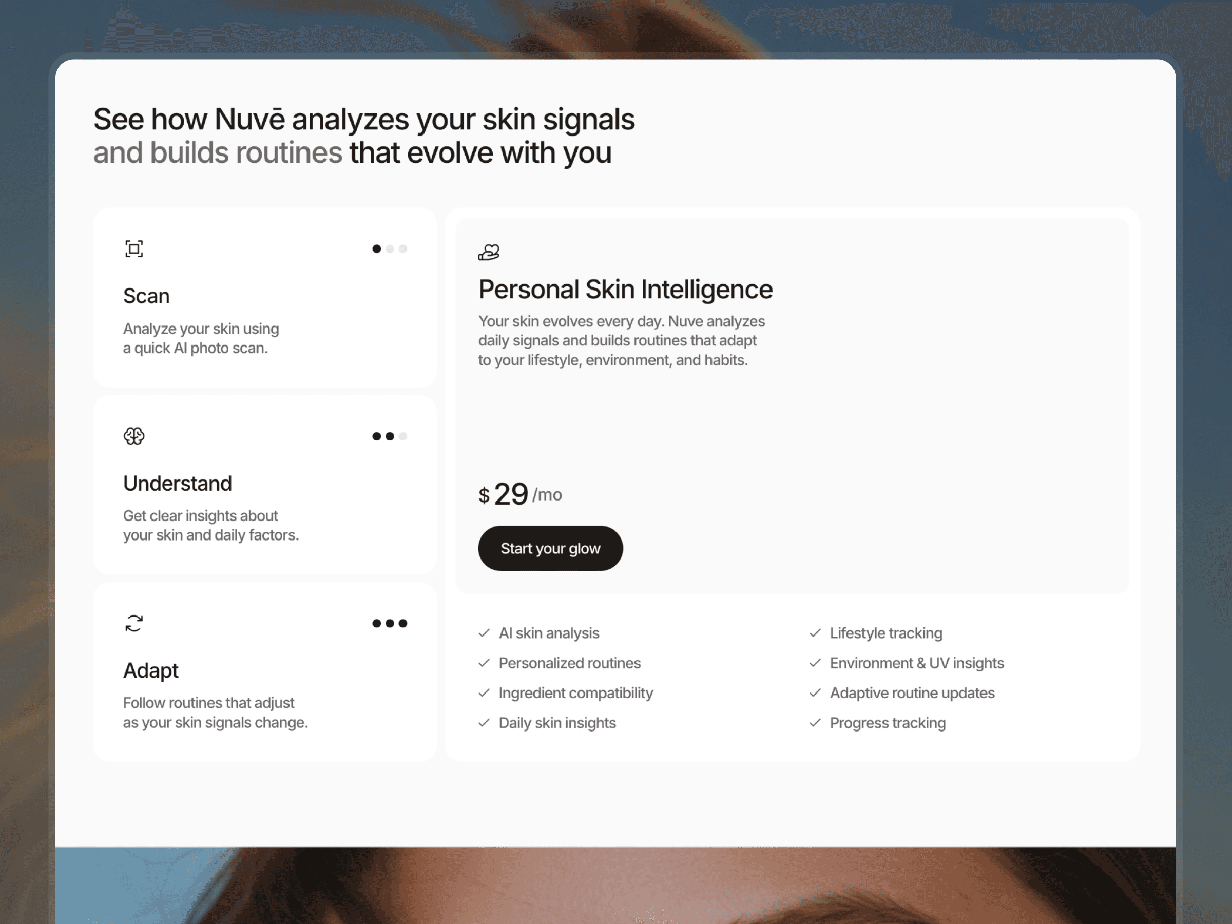 personalized skincare routine recommendations interface for AI beauty app
