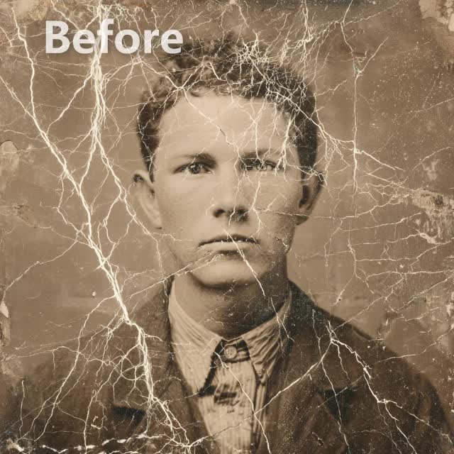 Comparison of old photo restoration using Picyou AI photo colorizer.