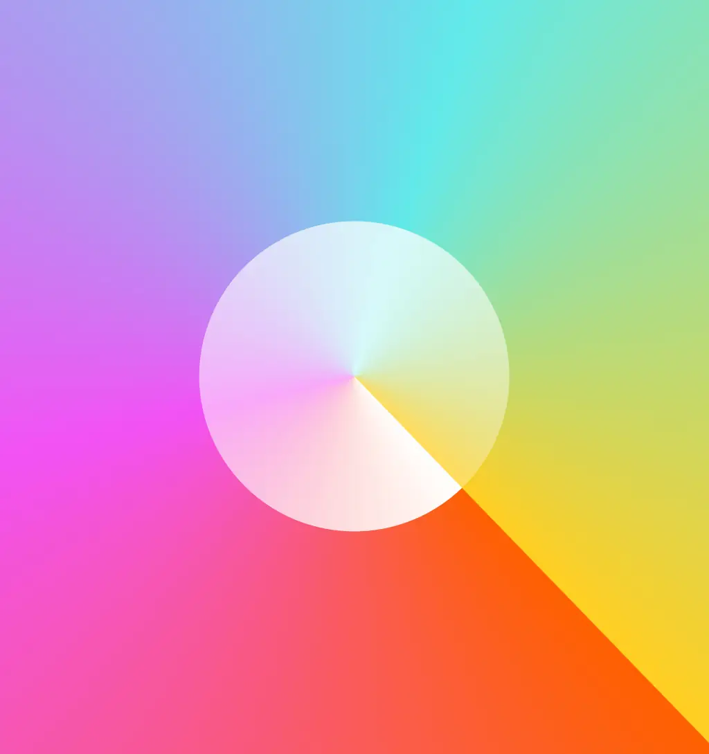 Circular gradient graphic used as a signature element in the COLORS branding.