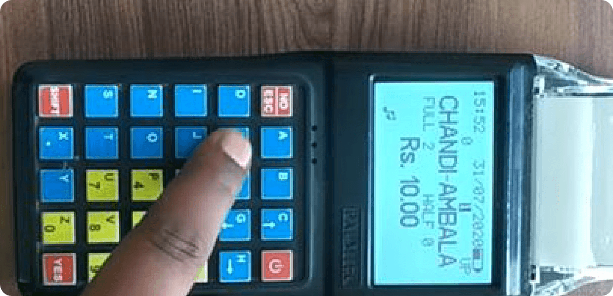 Keys pressed in sequence, fare on a small LCD
