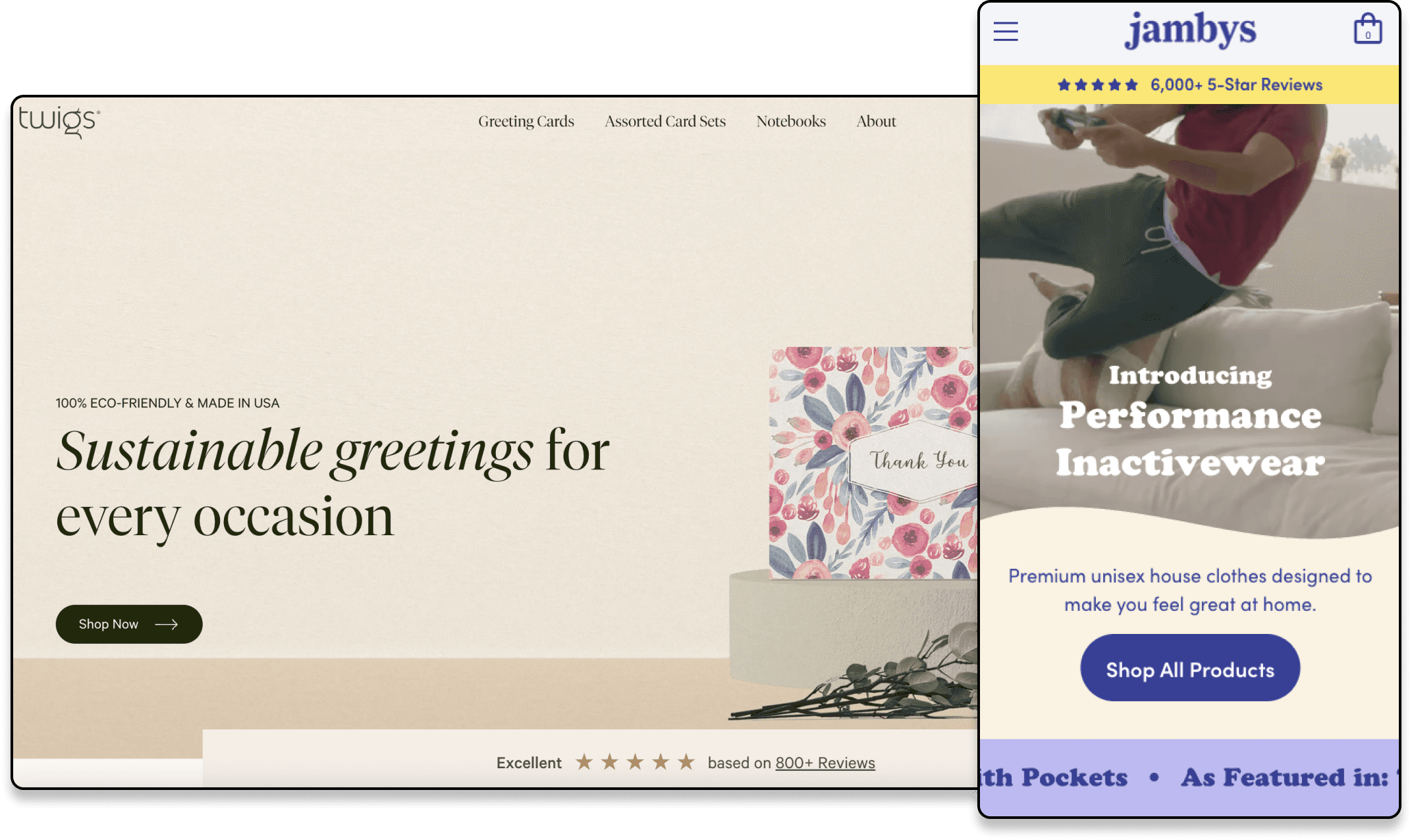 Example of using reviews on Homepages to increase conversion