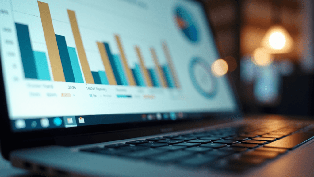 Close-up view of a laptop screen displaying marketing campaign performance metrics