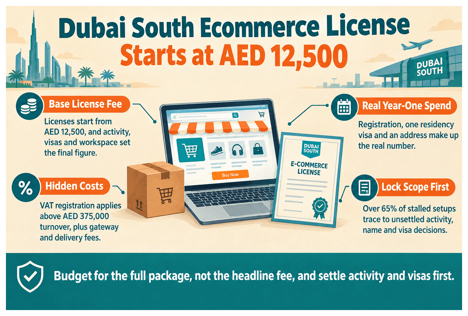 Infographic: What a Dubai South E-Commerce License Costs in 2026