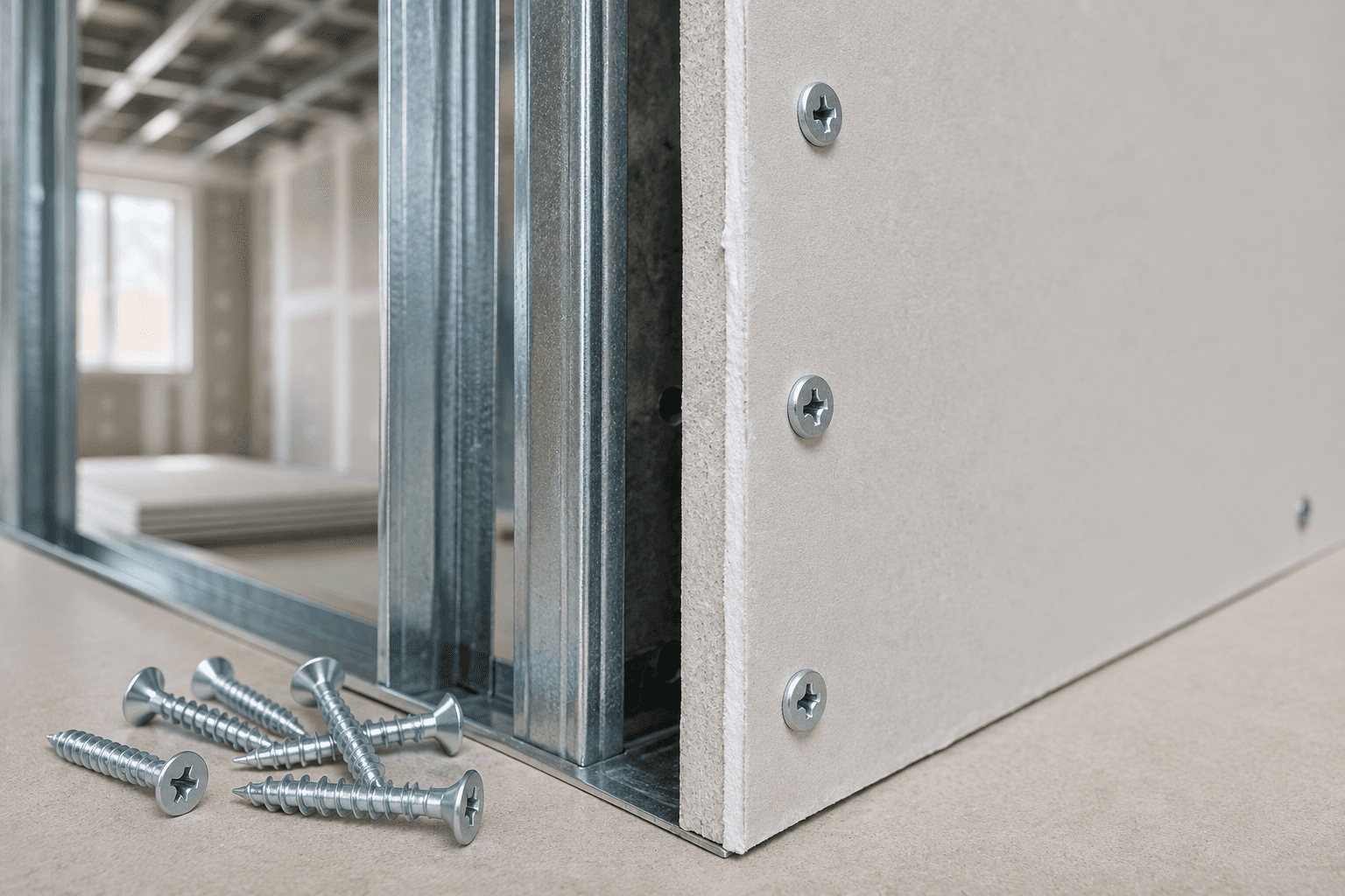 Zinc drywall screws used for gypsum board and interior partition installation