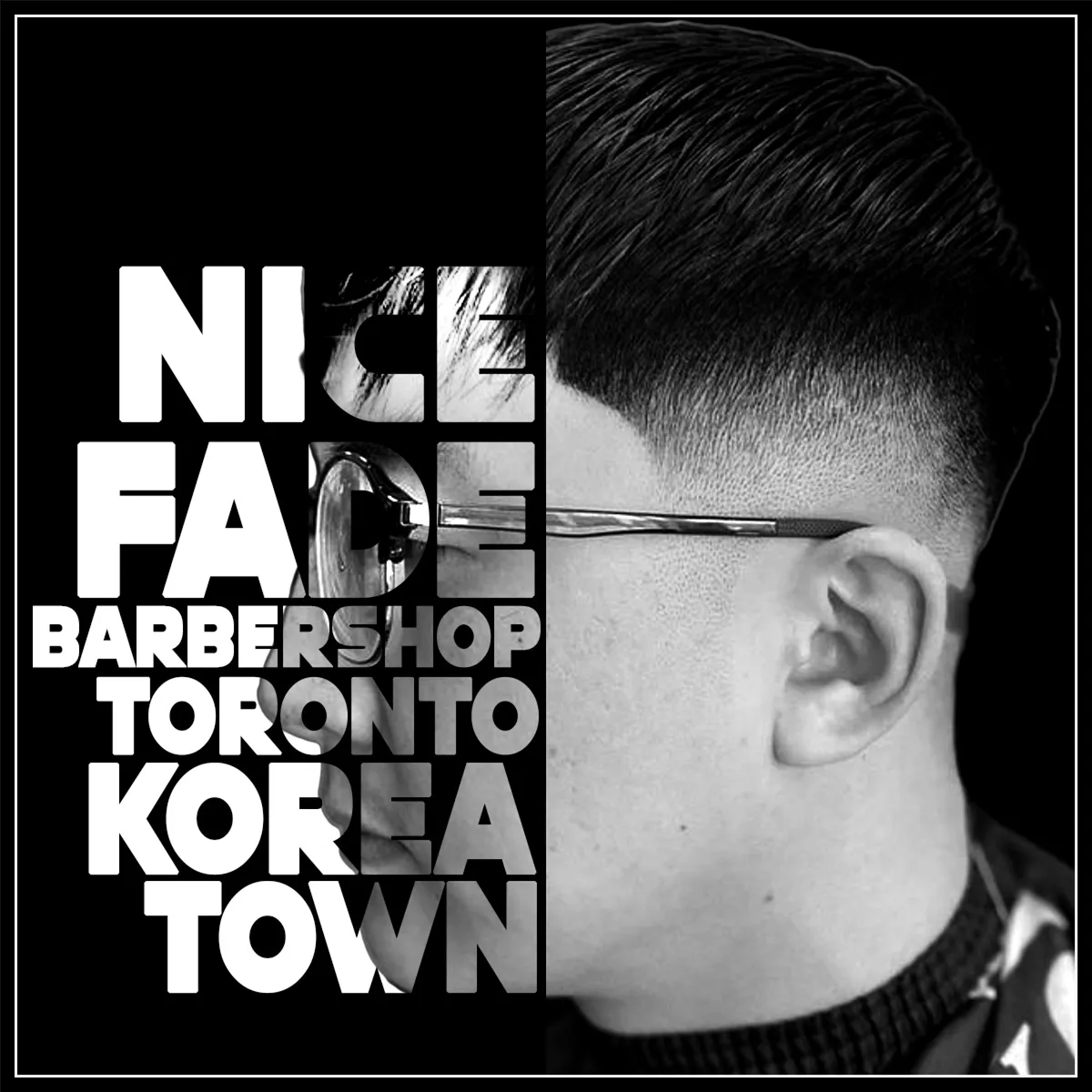 Nice Fade Barbershop social media post concept combining bold typography and client haircut photography, designed by The World District.