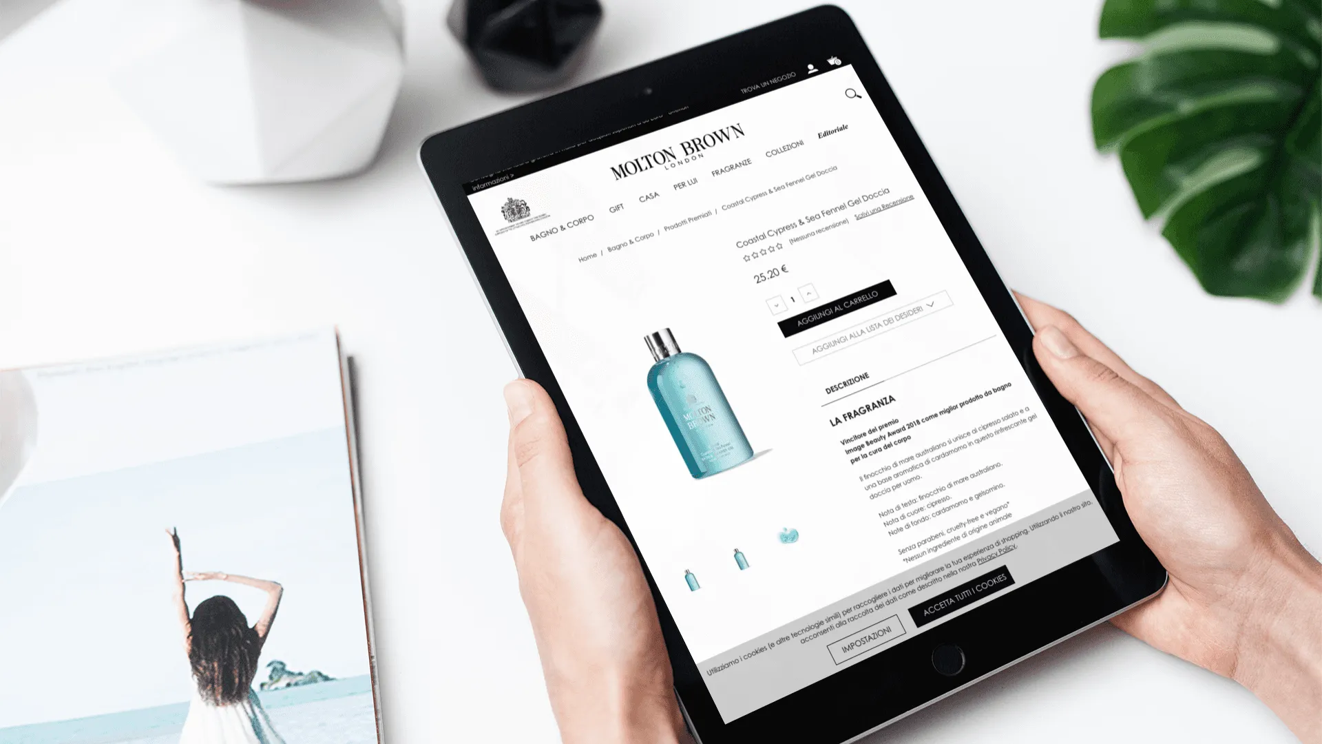 Molton Brown website on tablet