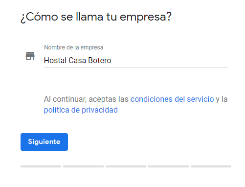 Cómo crear una ficha en Google My Business: cómo indicar el nombre de la empresa