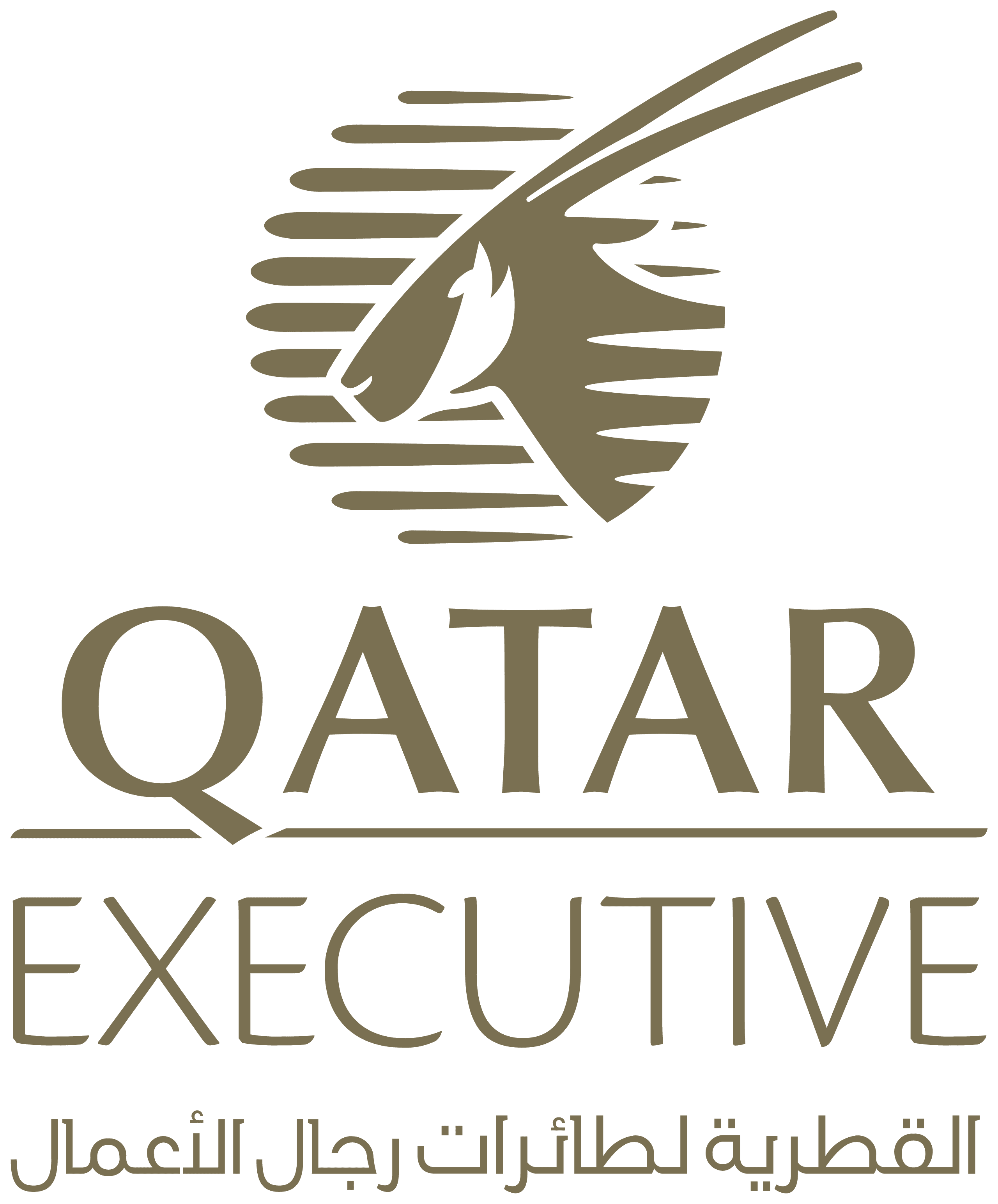Qatar Executive private jet charter company logo with gold falcon emblem