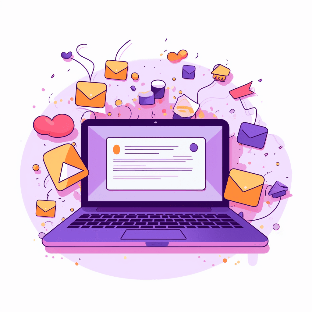 A vibrant and colorful illustration of a laptop.