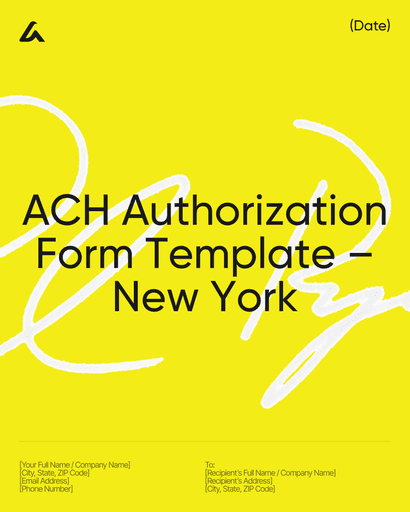 ACH Authorization Form Template – New York