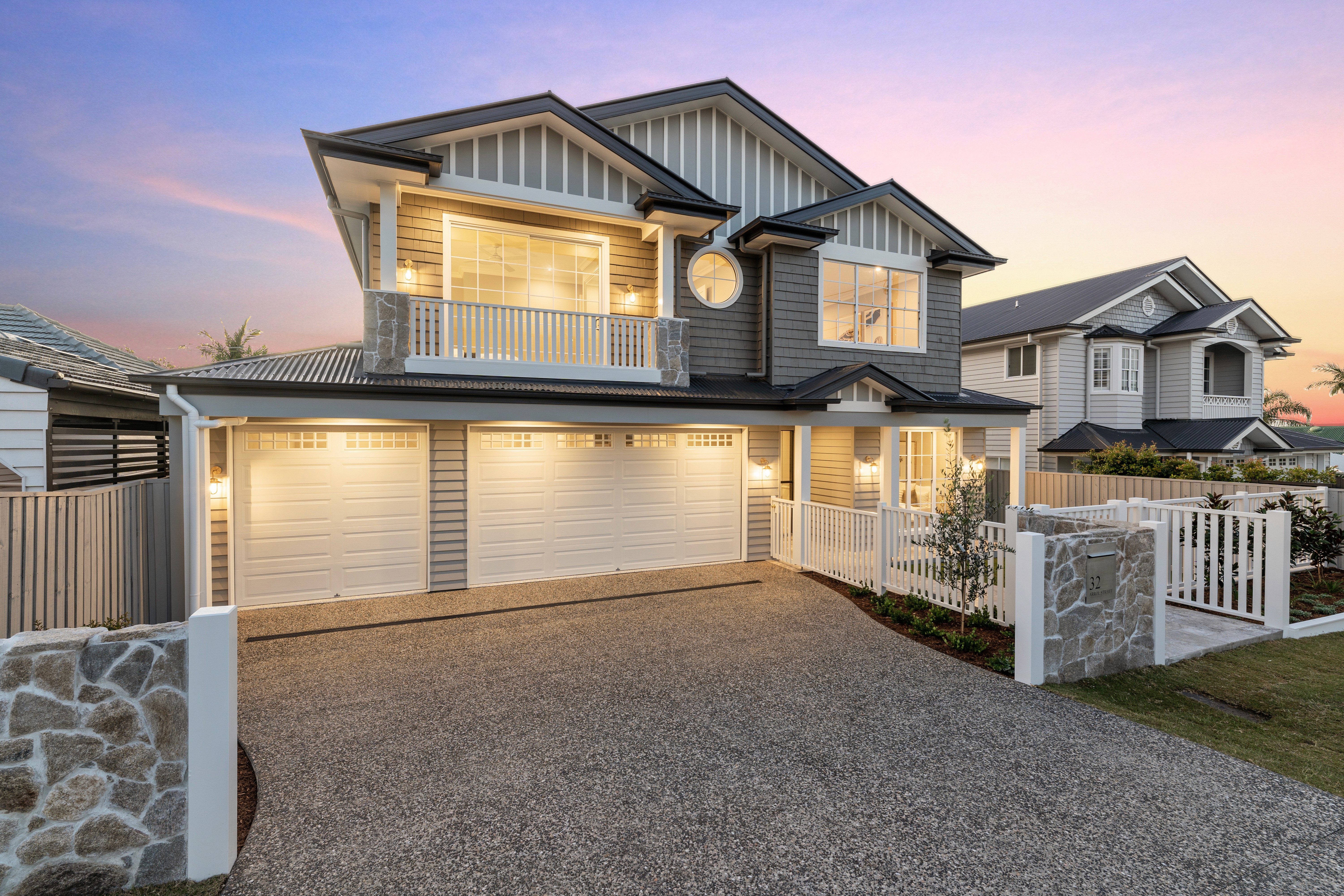 Custom Hamptons style house design on a Brisbane block by Flascon Construction Group