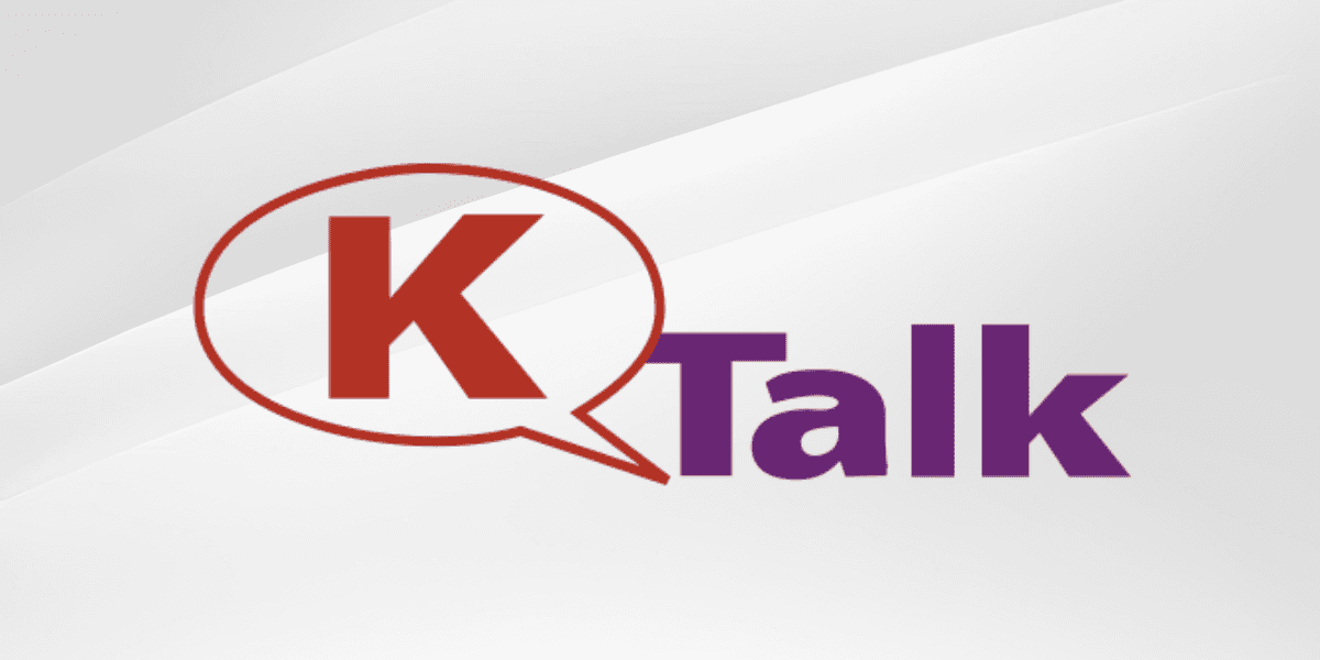 KTalk logo with a speech bubble around the letter K on a light gray background.