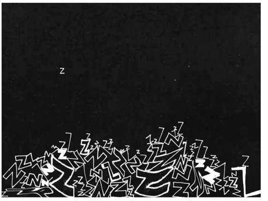 a bunch of white letters piled up on the bottom part of the image on a black backdrop