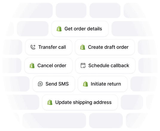Consio's call transcript view showing a full conversation between an AI voice agent and a customer asking questions about insulated bottles before placing an order, with a call recording and timestamped dialogue.