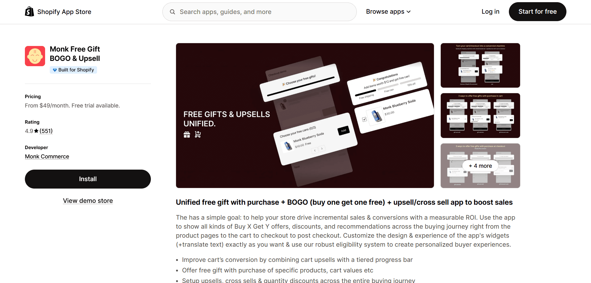 Monk Free Gift & Cart Upsell on the Shopify App Store