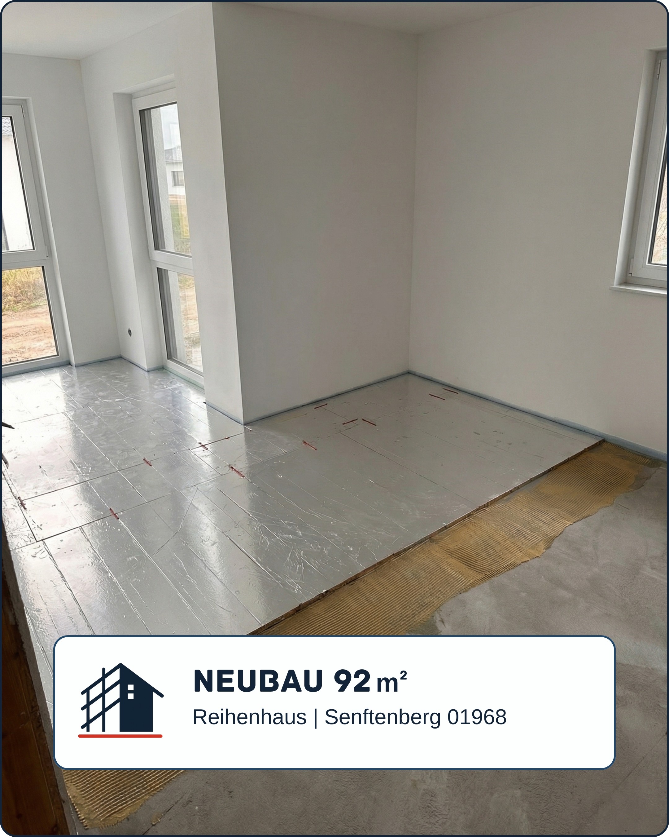 Referenz, verlegte Fußbodenheizung in einem Wohngebäude mit Fenster