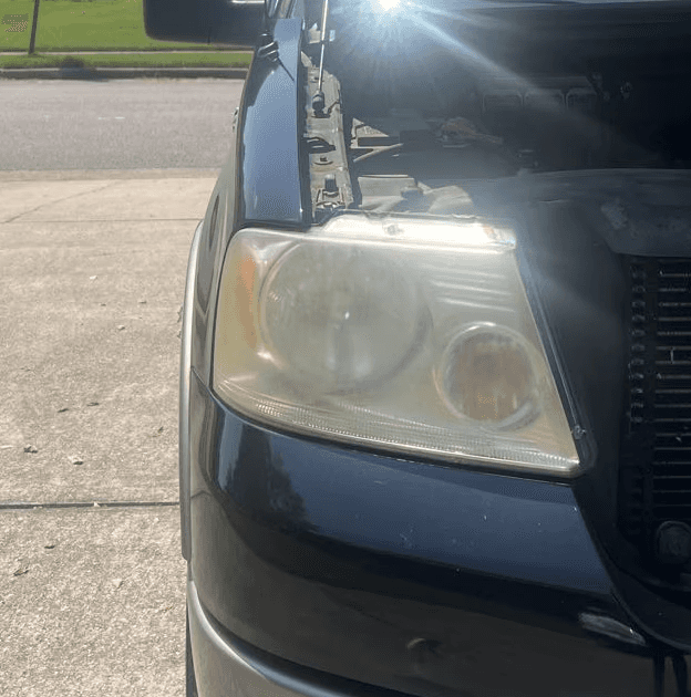 Headlight restoration before result