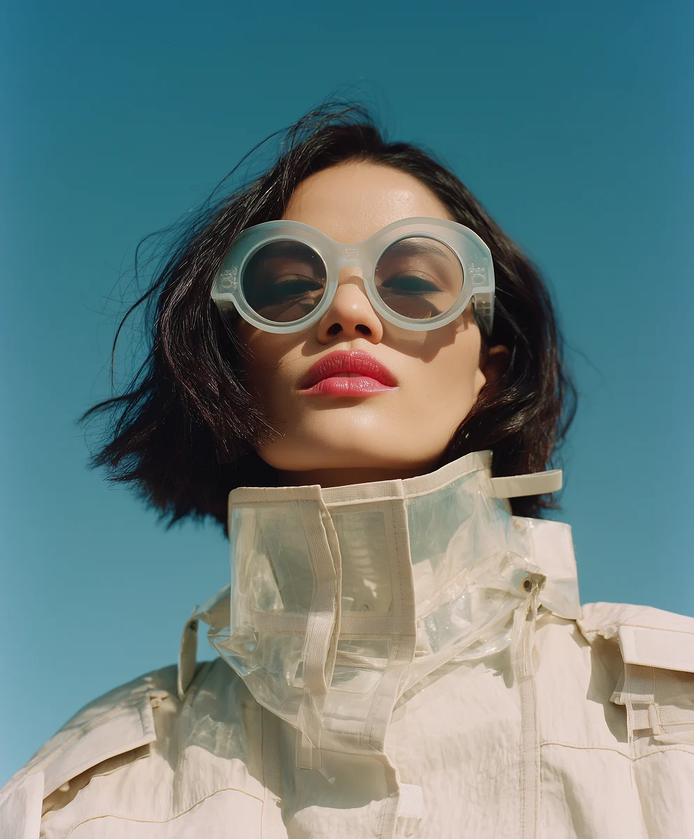 Close-up portrait with windblown hair