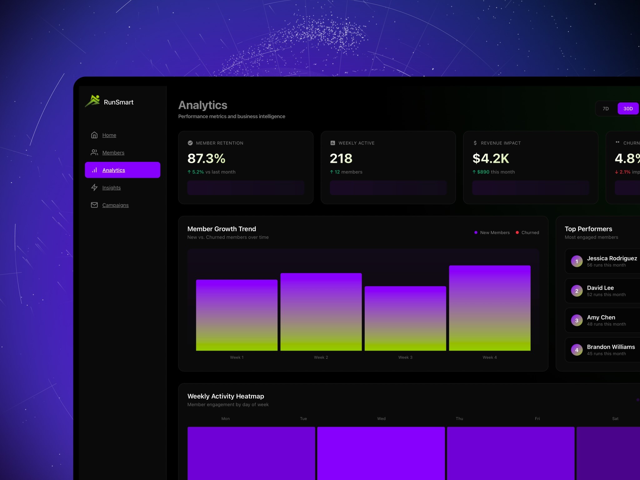 RunSmart Running App Home Screen