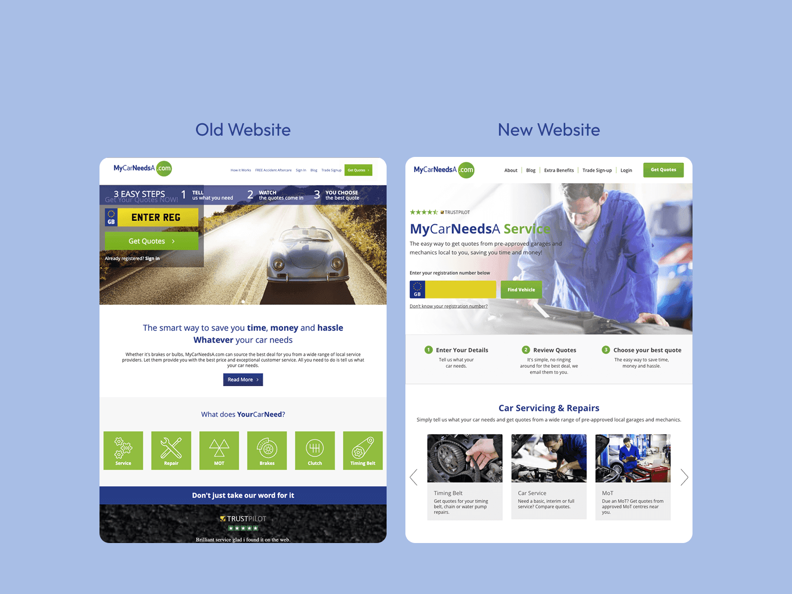 MyCarNeedsA.com before and after
