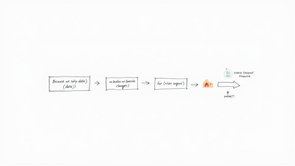 Flow diagram showing data-driven process from selling data to website changes impacting user segments and conversions