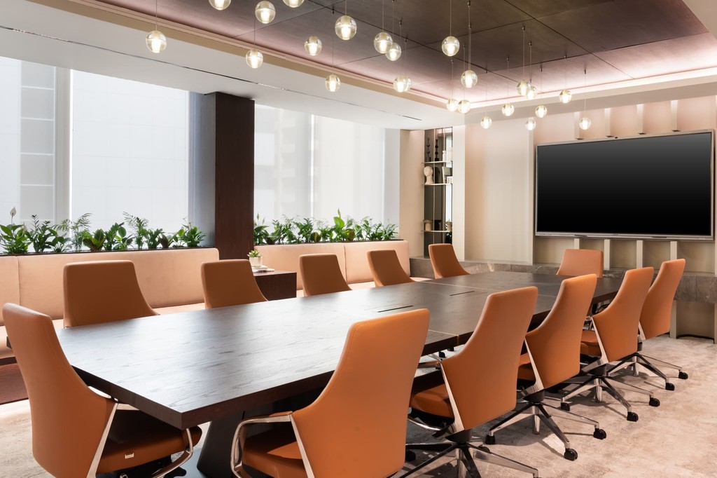 Spacious boardroom at Office Square, Al Fattan Tower in Dubai Marina.