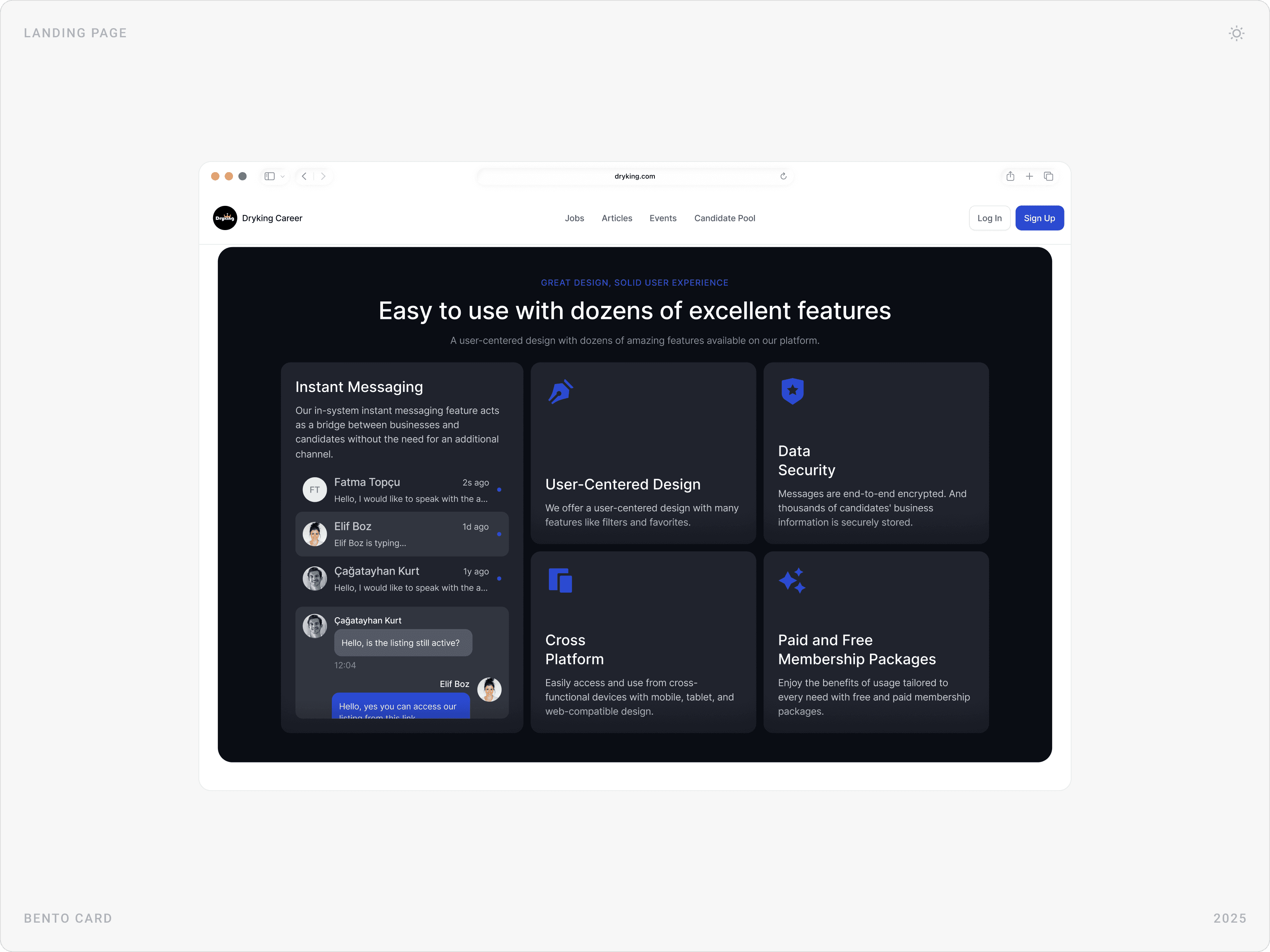 Modern Platform Features Bento Card Design